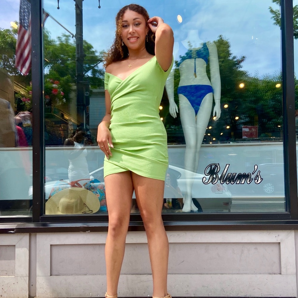 Bodycon Ruched Green Mini Dress